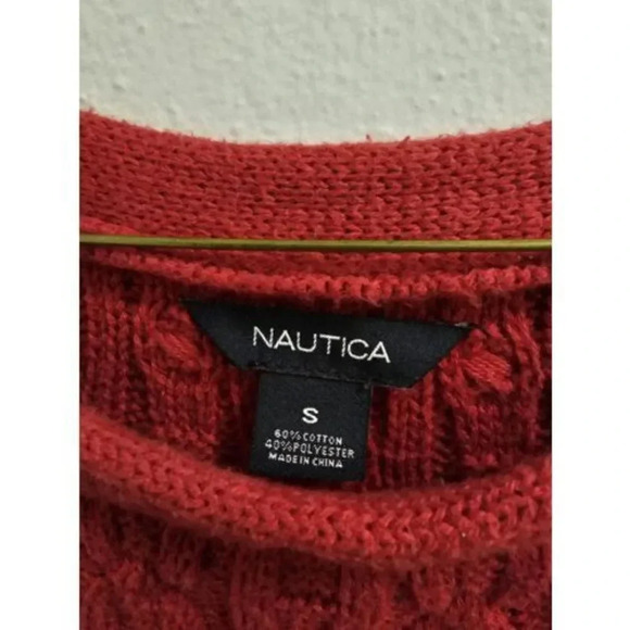 Nautica Red Womens Cable Knit Pullover Sweater- Size Small- No flaws. No defects - Picture 11 of 12